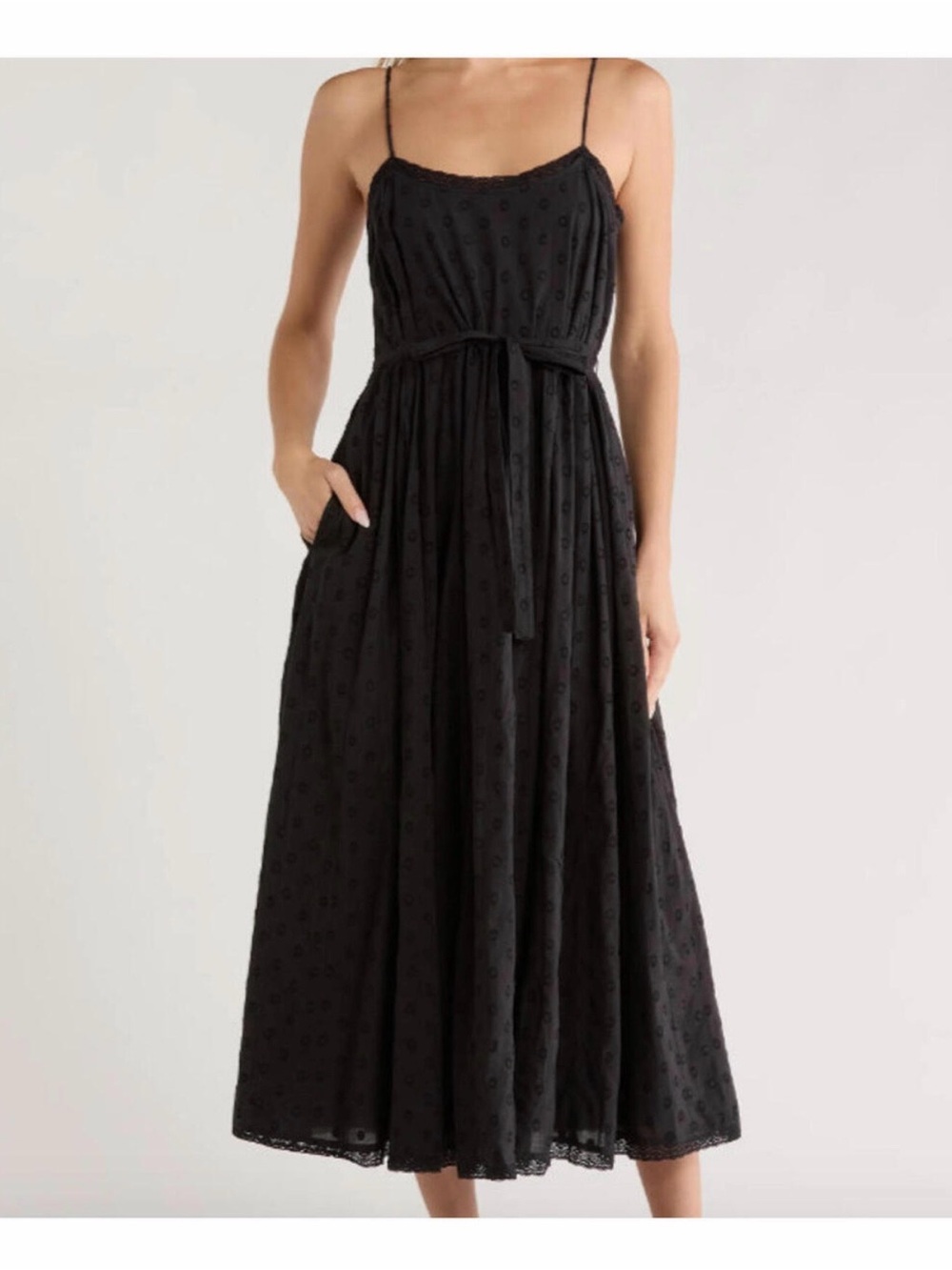 Ulla Johnson Black cerise Midi Dress with Tie Waist
